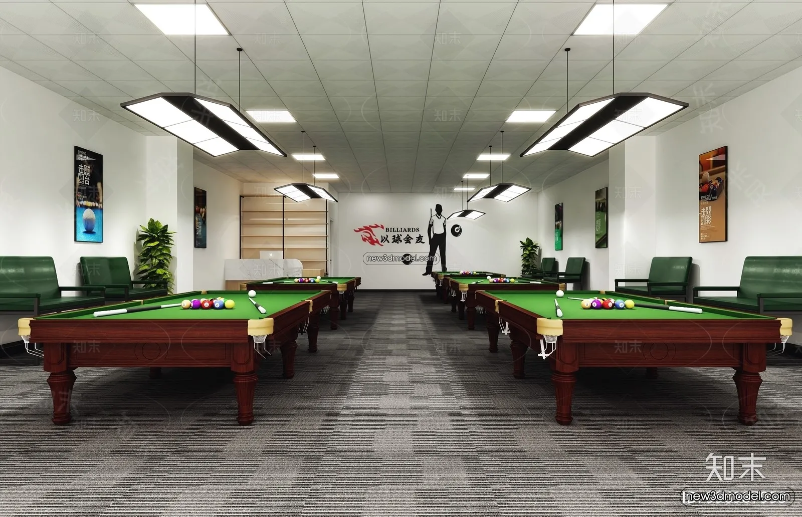 Interior 3D Models of Billiard – 3D Blocks – 082 – VRAY