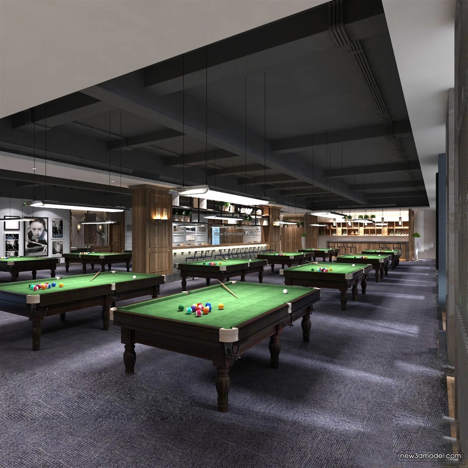 Interior 3D Models of Billiard – 3D Blocks – 083 – VRAY