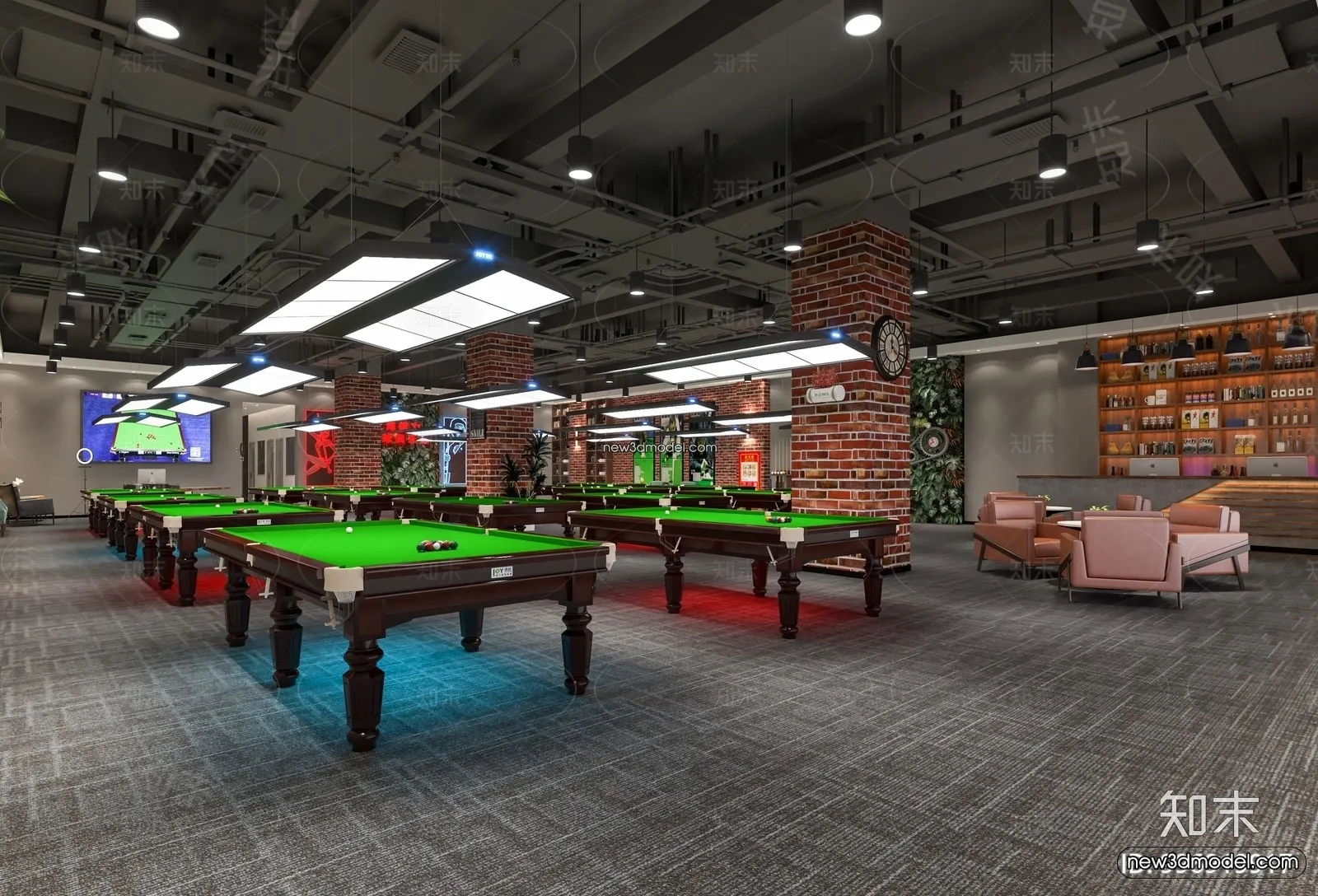 Interior 3D Models of Billiard – 3D Blocks – 085 – VRAY