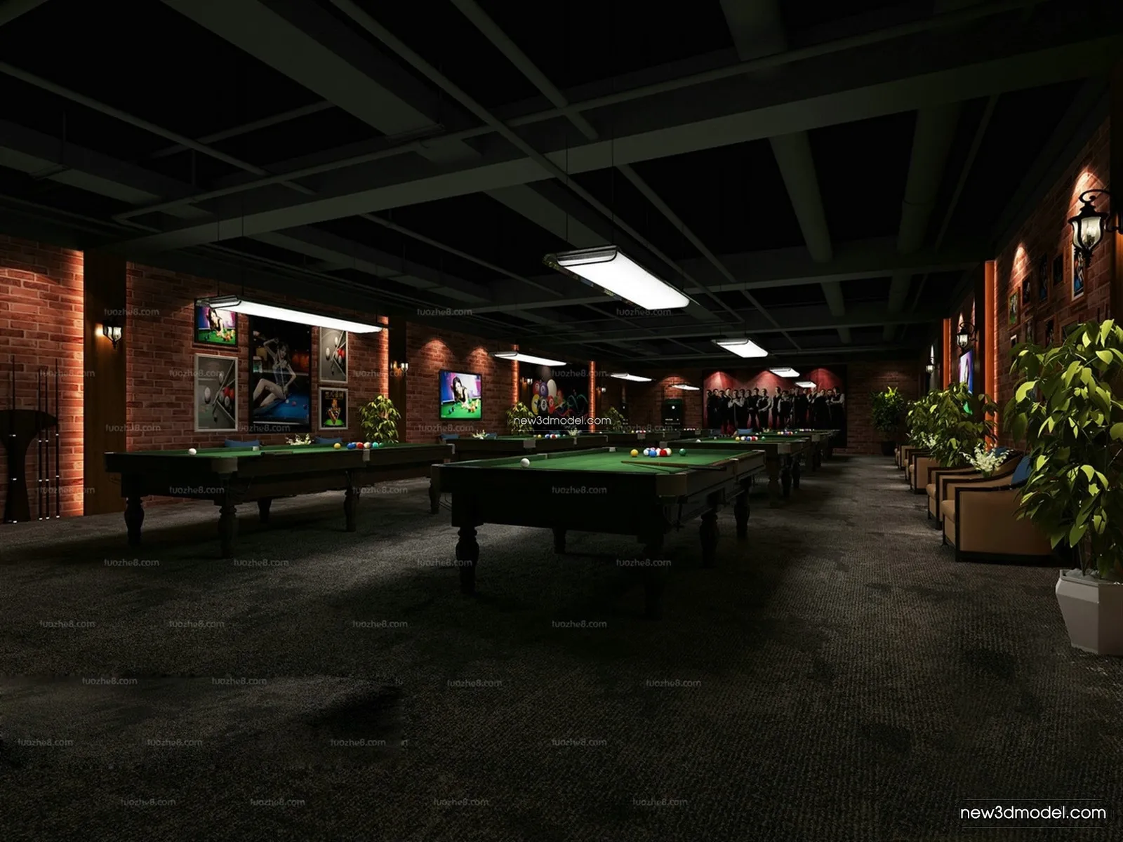 Interior 3D Models of Billiard – 3D Blocks – 089 – VRAY