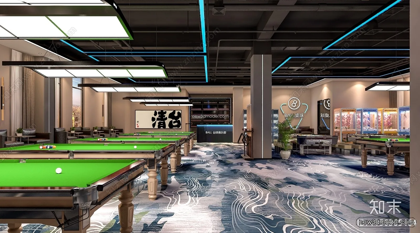 Interior 3D Models of Billiard – 3D Blocks – 090 – VRAY