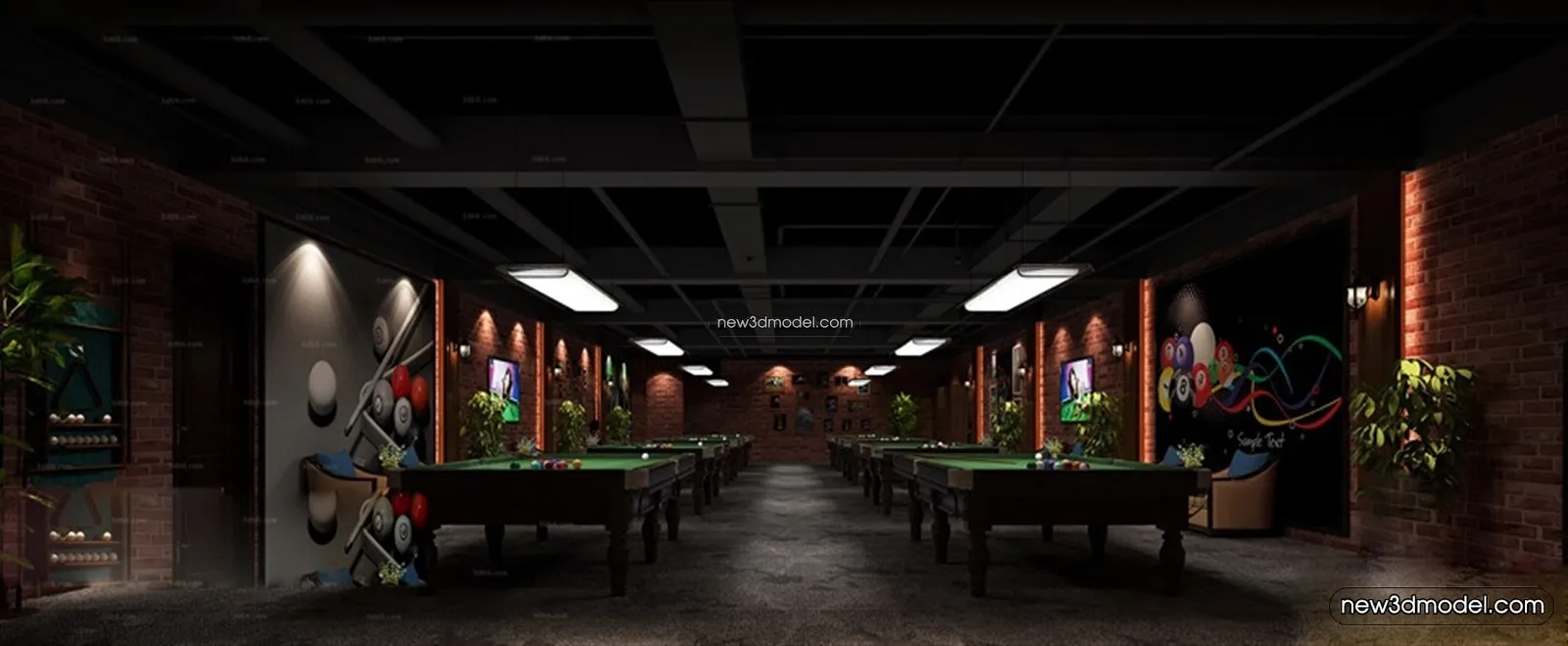 Interior 3D Models of Billiard – 3D Blocks – 091 – VRAY