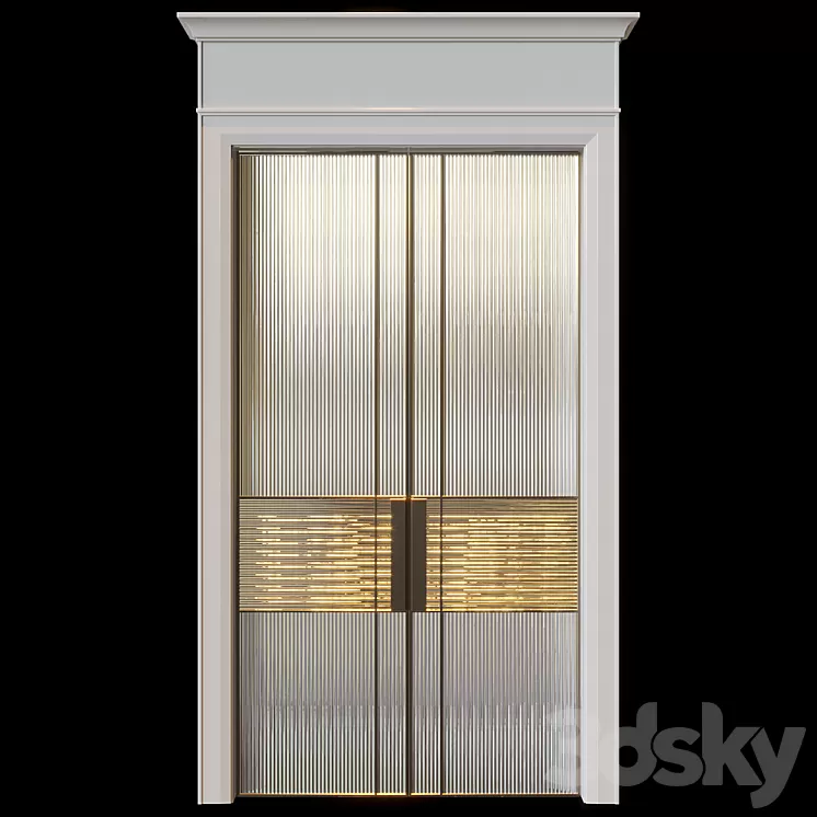 Interior door with stained glass 3D Model