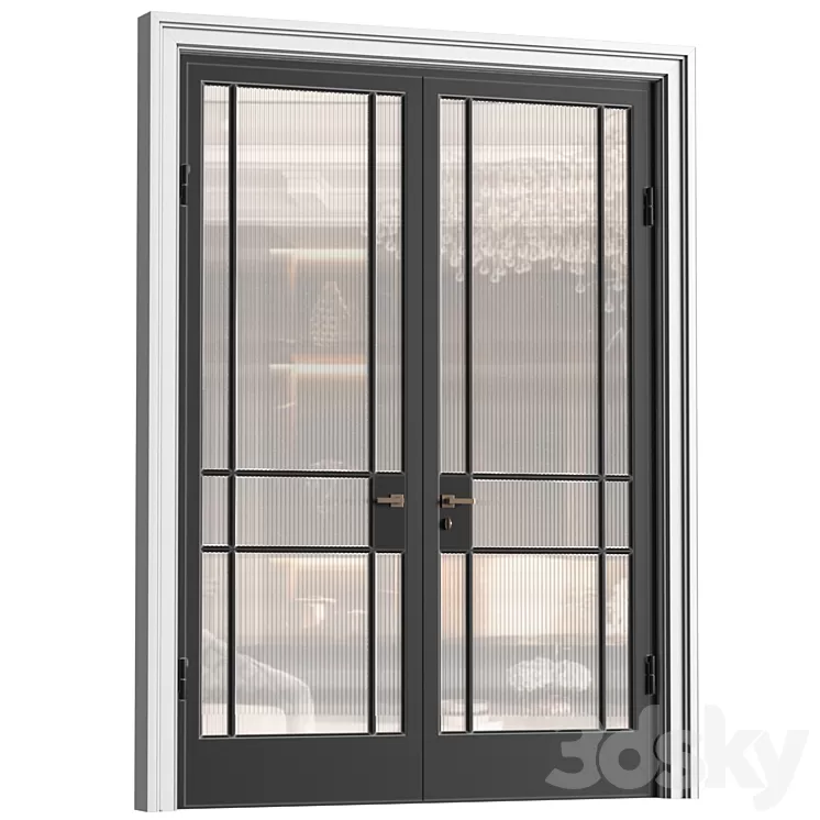 Interior Doors in Art Deco style with corrugated glass. Entrance Art Deco Interior Modern Doors 3D Model Free Download