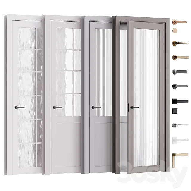 Interior doors with frame and fittings 3D Model