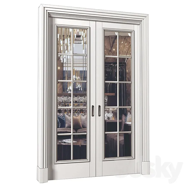 Interior sliding doors in Art Deco style. French Art Deco Sliding Folding Modern Doors 3D Model