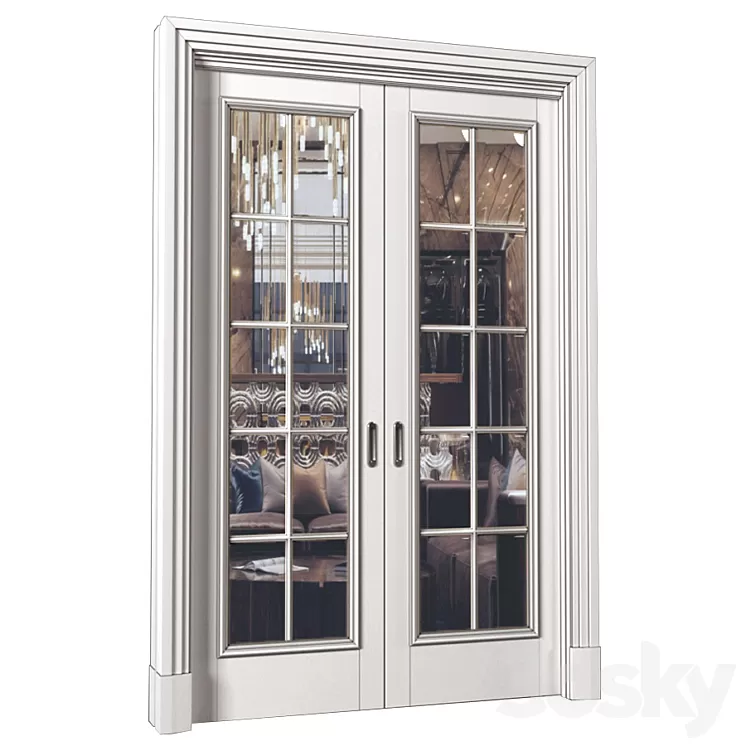 Interior sliding doors in Art Deco style. French Art Deco Sliding Folding Modern Doors 3D Model