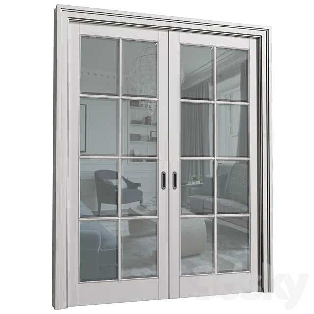 Interior sliding doors in classic style. French Art Deco Sliding Folding Modern Doors 3D Model