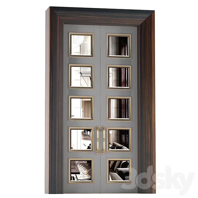 Interior sliding doors with mirror  Art Deco 3D Model