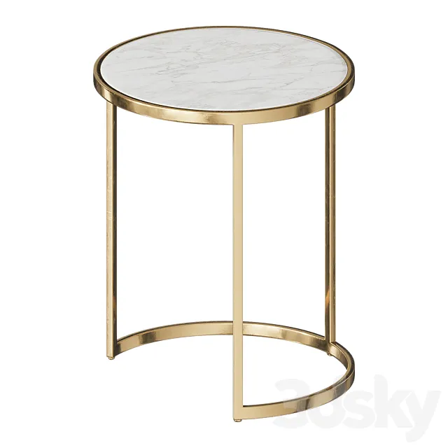 Interior table with white marble glasar 3D Model