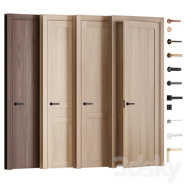Interior veneered doors with frame and fittings Free Download