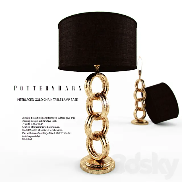 INTERLACED GOLD CHAIN ​​TABLE LAMP BASE 3D Model