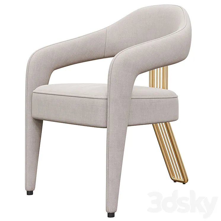 Invicta ii Dining Chair in White with Antique Brass Rear Leg 3D Model Free Download