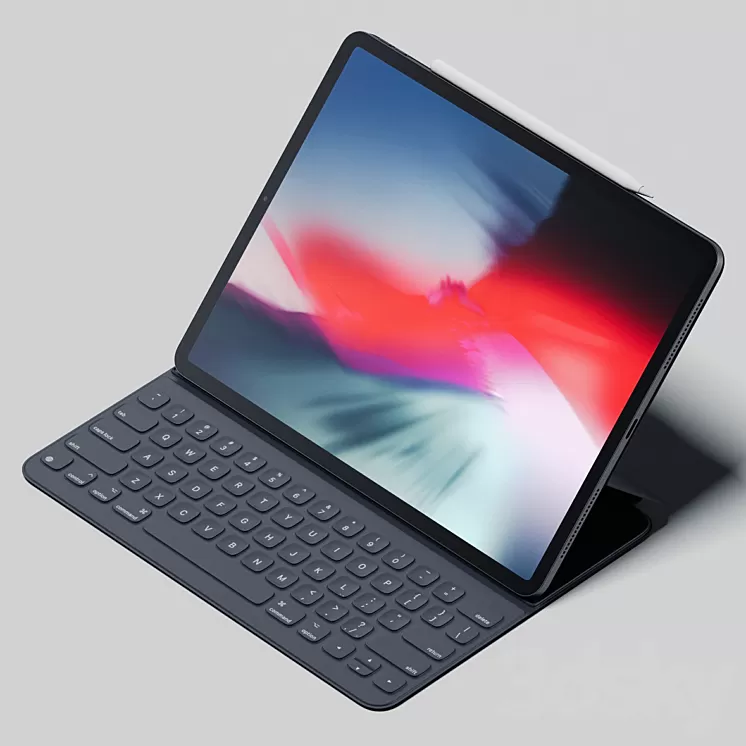 iPad Pro 129 (2018) + Smart keyboard + Apple pencil 3D Model - 3DSKY Decor  Helper