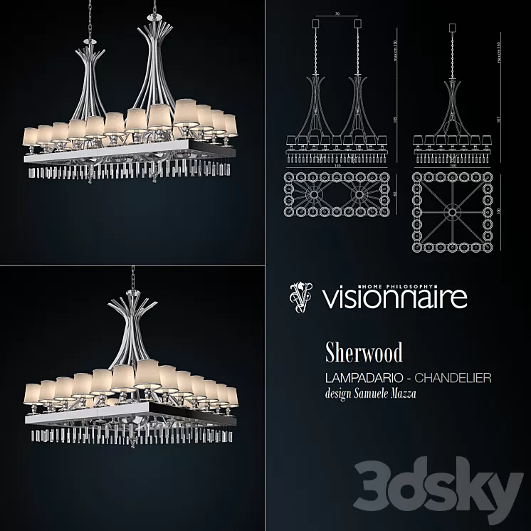 Ipe Cavalli \/ Sherwood Chandelier 3D Model Ipe Cavalli \/ Sherwood Chandelier 3D Model