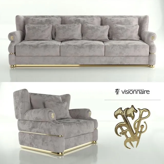 IPE Cavalli Visionnaire (sofa with armchair) 3D Model IPE Cavalli Visionnaire (sofa with armchair) 3D Model
