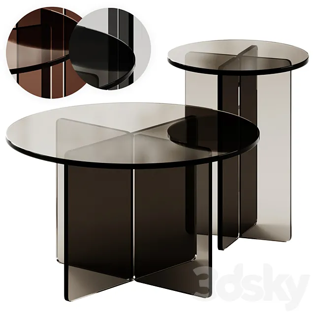 Iris Glass Coffee and Side Tables by Pastill 3D Model Iris Glass Coffee and Side Tables by Pastill 3D Model