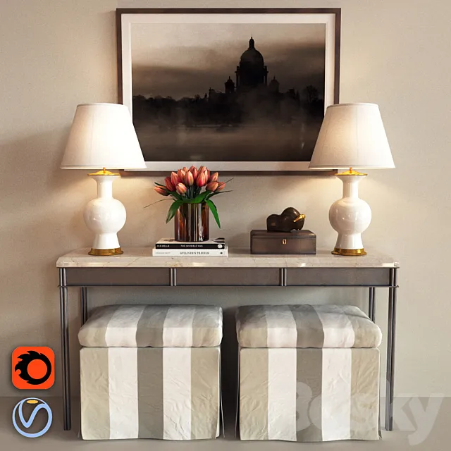 Iron bracket with a pair of puffs 3DModel