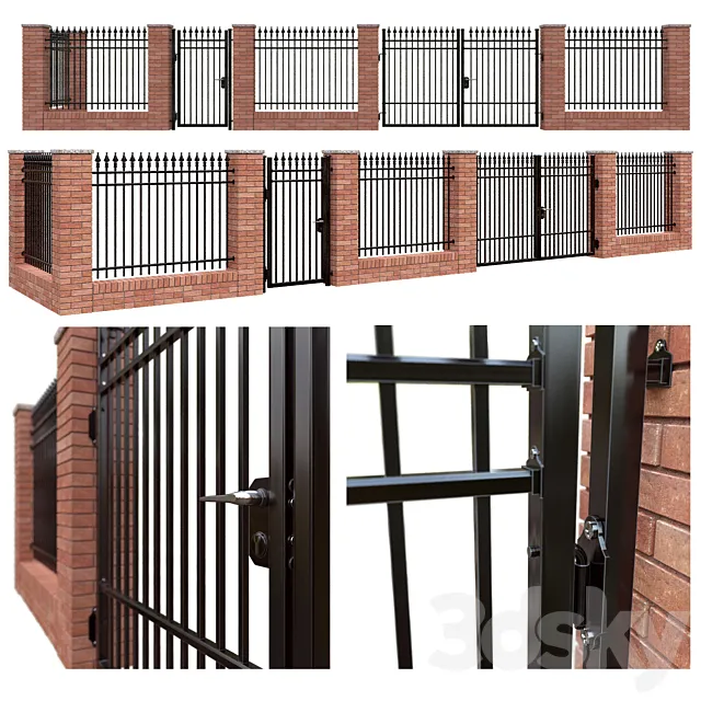 Iron fence set – classic 3D Model Iron fence set – classic 3D Model