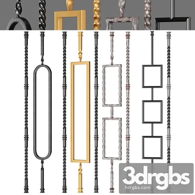 Iron railing fence 02 3D Model Download