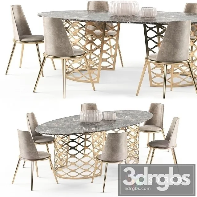 Isidoro Dining Table Set 3D Model Download