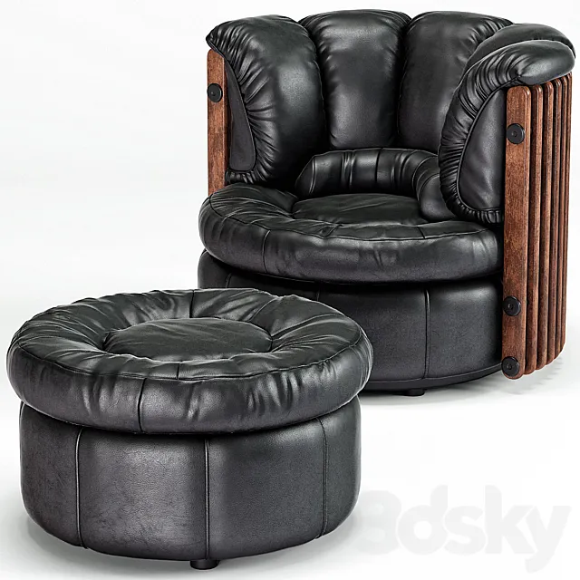 Isle D’Palm Arm Chair Ottoman 3D Model