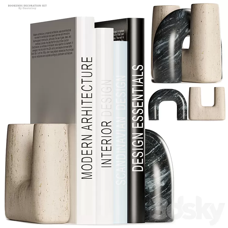 Issac Nesting Travertine and Marble Bookends Decoration 3D Model Free Download