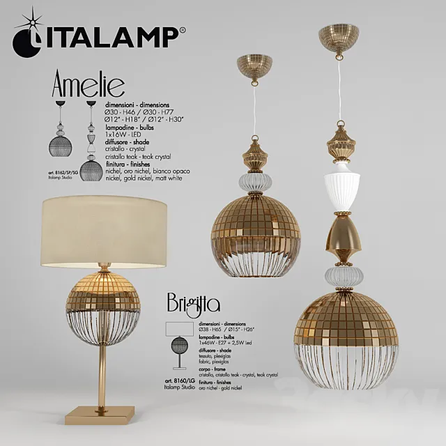 italamp brigitta 8160 lg amelie 8162 sp sg 3D Model italamp brigitta 8160 lg amelie 8162 sp sg 3D Model