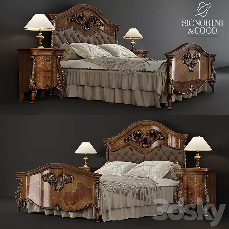 Italian bedroom Portofino laccato factories Signorini & Coco 3D Model