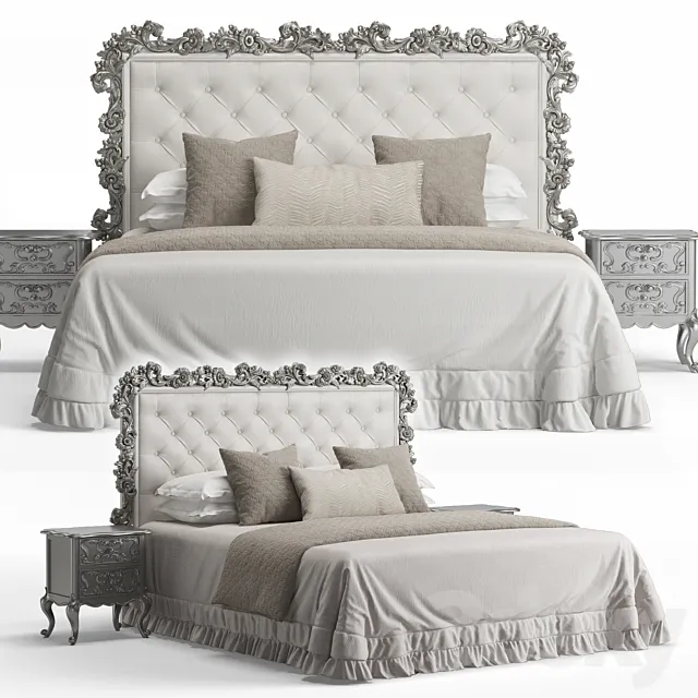 Italian Carved Bed 3D Model Italian Carved Bed 3D Model