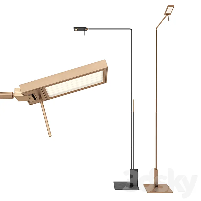 Italian Floor Lamp Viabizzuno Roy Lettura Diffusa and Spot 3D Model