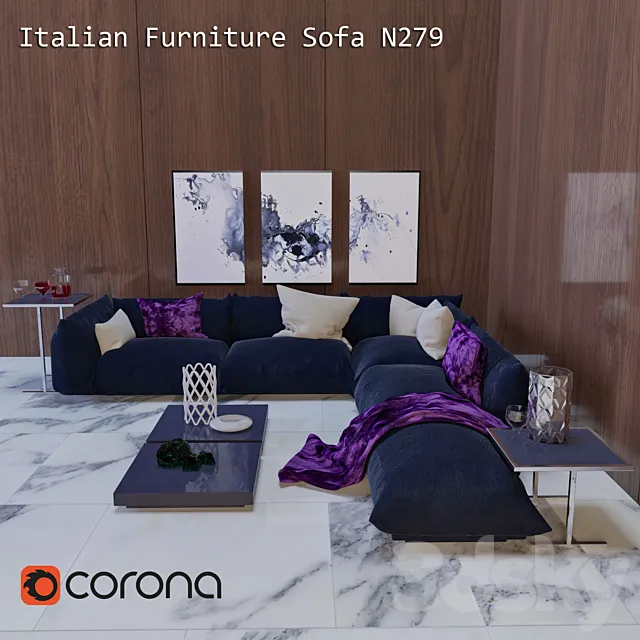 Italian furniture sofa N279 3D Model
