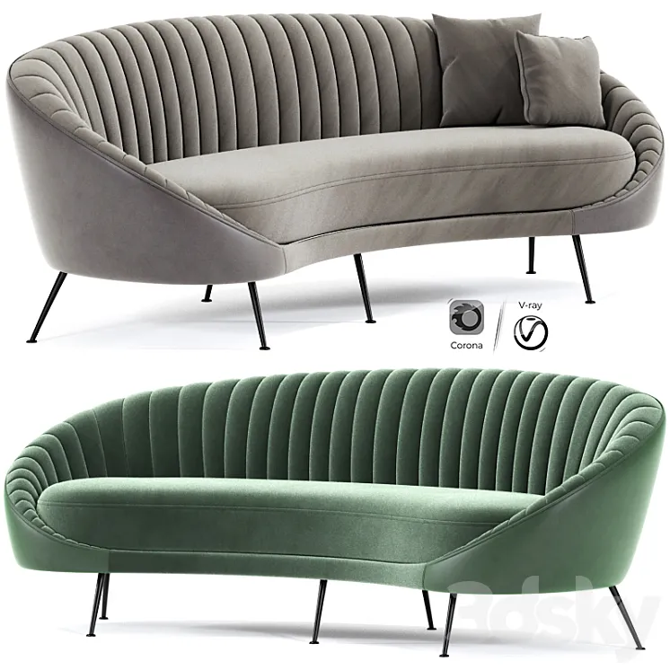 Italian Mid Century Strip Curved Sofa 3D Model Free Download Italian Mid Century Strip Curved Sofa 3D Model Free Download
