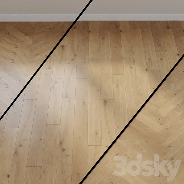 ITEM NO. 538961 HARO PARQUET 4000 Plank 1-Strip 2V Oak Puro White Sauvage brushed naturaDur Top Connect 3D Model