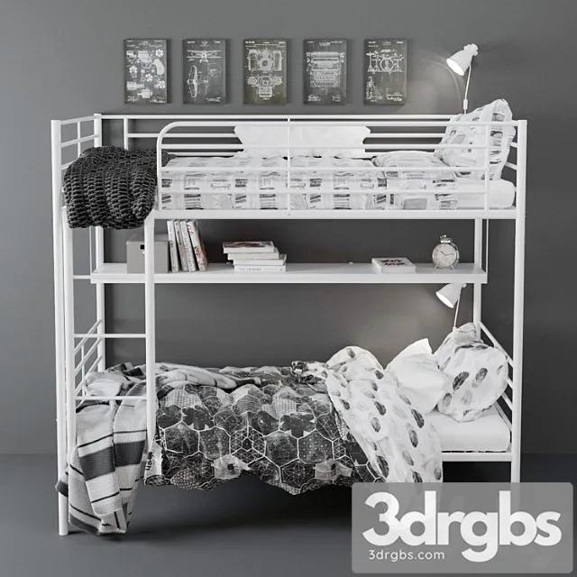 Ivea svarta bunk bed 2 3D Model Download