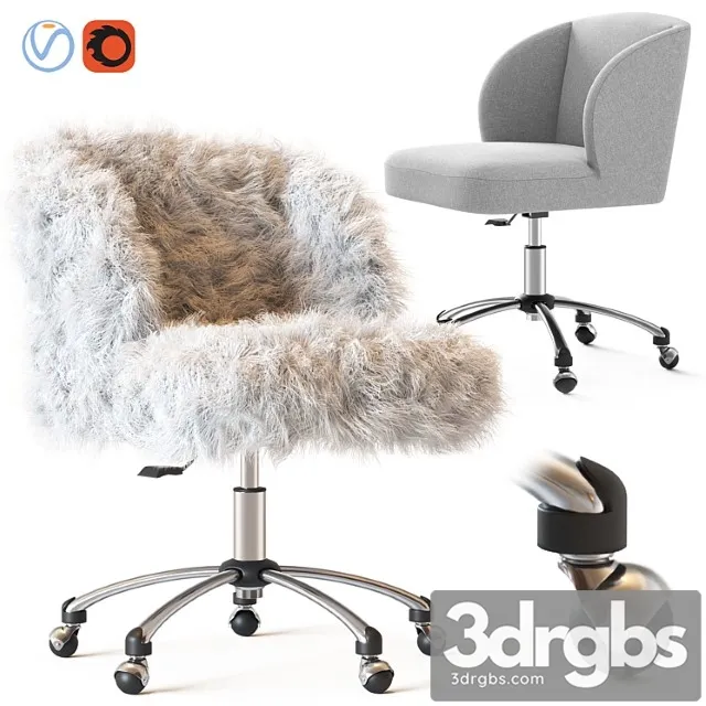 Ivory sherpa wingback chair 2 3D Model Download