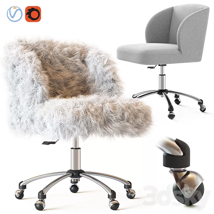 Ivory Sherpa Wingback Chair 3D Model Ivory Sherpa Wingback Chair 3D Model