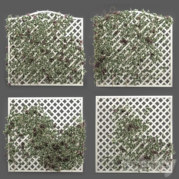 ivy grid panel( 4 different ivy composition) 3D Model ivy grid panel( 4 different ivy composition) 3D Model