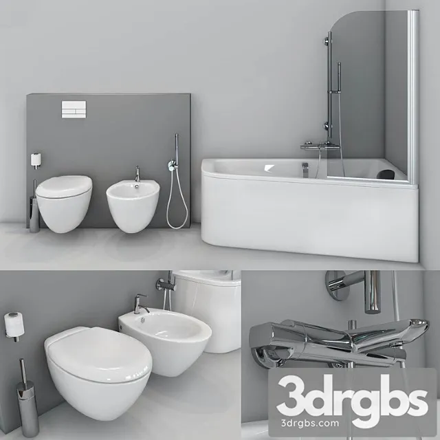 Jacob Delafon Bath Odeon Up Toilet and Bidet Presquile 3D Model Download