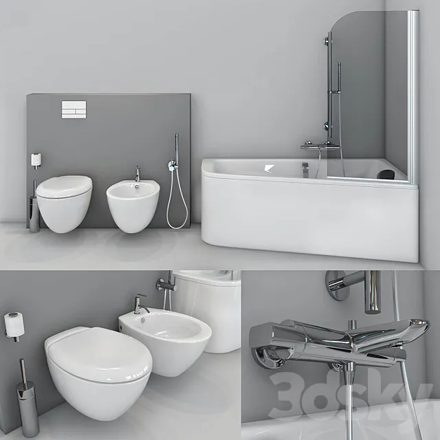 Jacob Delafon. Bath Odeon Up. toilet and bidet Presquile 3DModel Jacob Delafon. Bath Odeon Up. toilet and bidet Presquile 3DModel