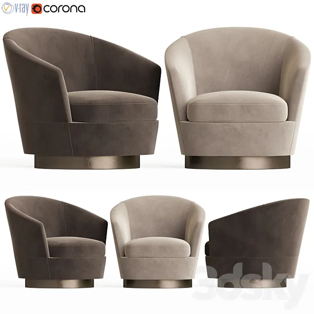 Jacques Low Back Armchair Minotti 3D Model