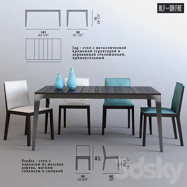 Jag table and chair Esedra (Alf + daFrè) 3DModel Jag table and chair Esedra (Alf + daFrè) 3DModel