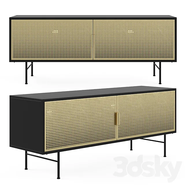 JAGGER black and gold metal TV cabinet 3DModel JAGGER black and gold metal TV cabinet 3DModel