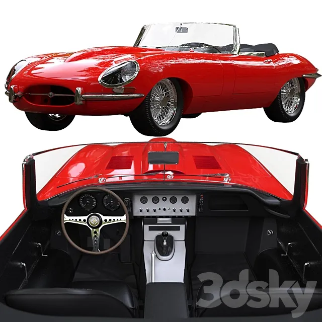 Jaguar e type Roadster (1962 Jaguar XKE Series I 3.8 Roadster) 3D Model