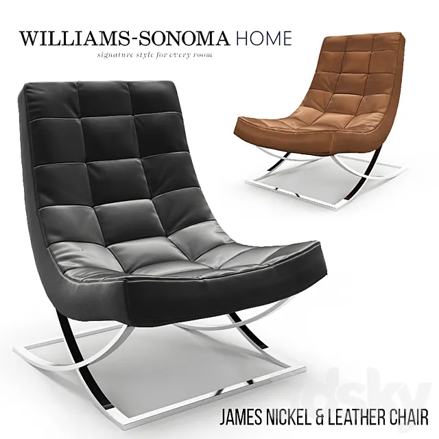 James Nickel Leather Chair 3D Model