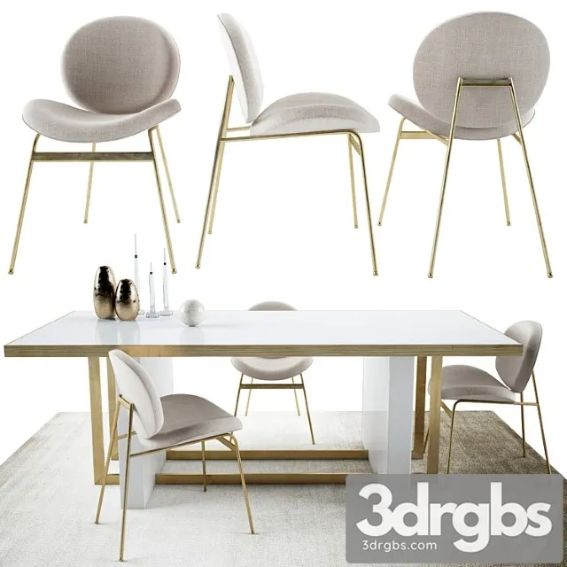 Jane dinning chair and whitney dining table by west elm collection 2 3D Model Download