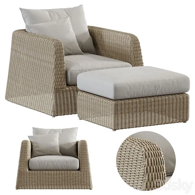Janus et Cie Zeya Lounge Chair Set 3D Model