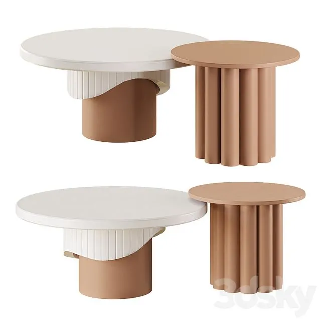 Japandi Coffee Table Set 3D Model Japandi Coffee Table Set 3D Model