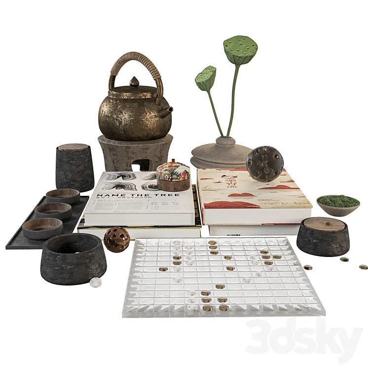 Japandi Decor Set 3D Model Free Download