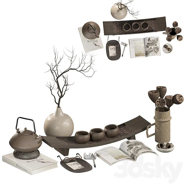 Japandi Decor Set 3D Model